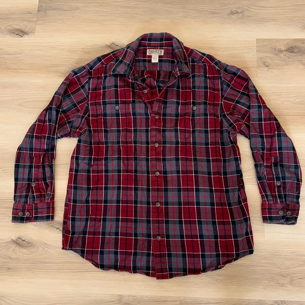 Duluth Trading Co Shirt Mens Plaid Button Up Sz L